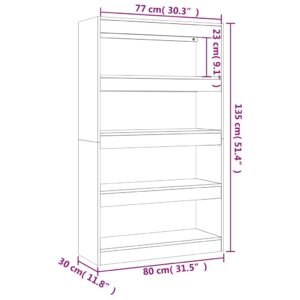 Βιβλιοθήκη/Διαχωρ. Χώρου Καπνιστή Δρυς 80x30x135 εκ Μοριοσανίδα