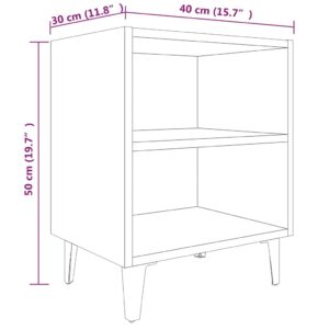 Κομοδίνο Καπνιστή Δρυς 40 x 30 x 50 εκ. με Μεταλλικά Πόδια