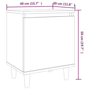 Κομοδίνα 2 τεμ. Γκρι Sonoma 40x30x50 εκ. με Μασίφ Ξύλινα Πόδια