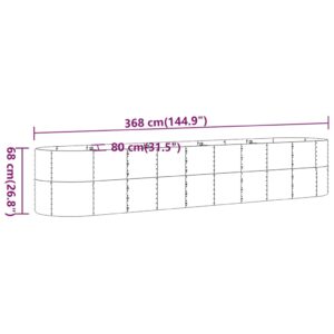 Ζαρντινιέρα Γκρι 368x80x68 εκ. Ατσάλι με Ηλεκτρ. Βαφή Πούδρας