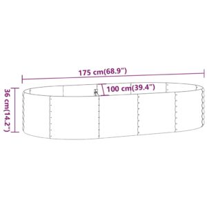 Ζαρντινιέρα Πράσινο 175x100x36εκ. Ατσάλι με Ηλεκτρ.Βαφή Πούδρας