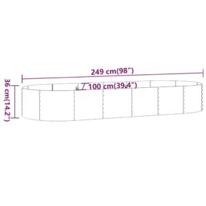 Ζαρντινιέρα Ασημί 249x100x36 εκ. Ατσάλι με Ηλεκτρ. Βαφή Πούδρας