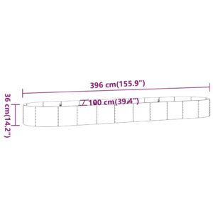 Ζαρντινιέρα Πράσινο 396x100x36εκ. Ατσάλι με Ηλεκτρ.Βαφή Πούδρας