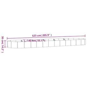 Ζαρντινιέρα Πράσινο 523x140x36εκ. Ατσάλι με Ηλεκτρ.Βαφή Πούδρας