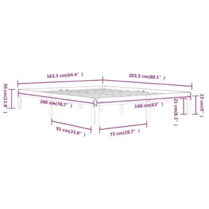 Πλαίσιο Κρεβατιού Μαύρο 160 x 200 εκ. από Μασίφ Ξύλο Πεύκου