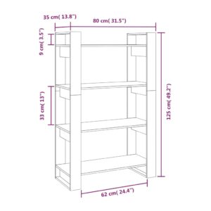 Βιβλιοθήκη/Διαχωριστικό Χώρου 80x35x125 εκ. Μασίφ Ξύλο Πεύκου