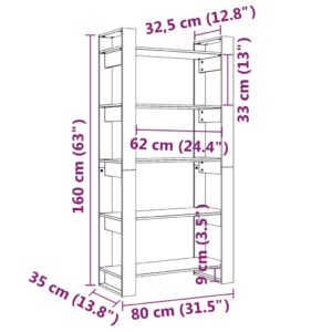 Βιβλιοθήκη/Διαχωριστικό Χώρου Μαύρο 80x35x160 εκ. Μασίφ Ξύλο