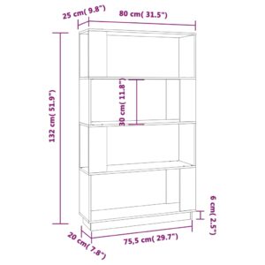 Βιβλιοθήκη/Διαχωριστικό Χώρου Γκρι 80x25x132 εκ. Μασίφ Πεύκο