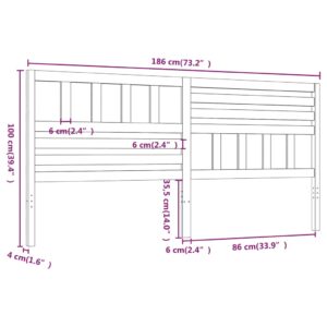 Κεφαλάρι κρεβατιού Γκρι 186x4x100 εκ. από Μασίφ Ξύλο Πεύκου