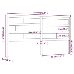 Κεφαλάρι κρεβατιού Μαύρο 186x4x100 εκ. από Μασίφ Ξύλο Πεύκου