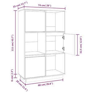 Ντουλάπι Ψηλό Μελί 74 x 35 x 117 εκ. από Μασίφ Ξύλο Πεύκου