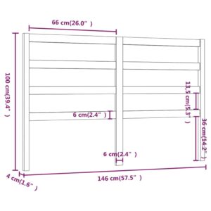 Κεφαλάρι Κρεβατιού Λευκό 146 x 4 x 100 εκ. Μασίφ Ξύλο Πεύκου