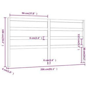 Κεφαλάρι Κρεβατιού Μαύρο 206 x 4 x 100 εκ. Μασίφ Ξύλο Πεύκου