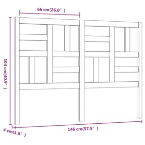 Κεφαλάρι Κρεβατιού Μαύρο 146 x 4 x 104 εκ. Μασίφ Ξύλο Πεύκου