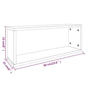 Ραφιέρες Τοίχου Κύβος 2 τεμ Γκρι Sonoma 60x15x23 εκ. Επεξ. Ξύλο