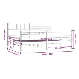 Πλαίσιο Κρεβατιού Γκρι 180 x 200 εκ Ξύλο Πεύκου 6FT Super King