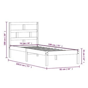 Πλαίσιο Κρεβατιού 75x190 εκ. από Μασίφ Ξύλο 2FT6 Small Single