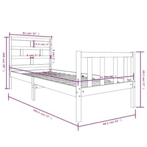 Πλαίσιο Κρεβατιού 75x190 εκ. από Μασίφ Πεύκο 2FT6 Small Single