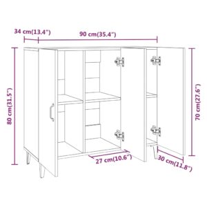 Ντουλάπι Γκρι Σκυροδέματος 90x34x80 εκ. Επεξεργασμένο Ξύλο