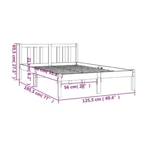 Πλαίσιο Κρεβατιού Λευκό 120x190 εκ. Μασίφ Ξύλο 4FT Small Double