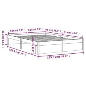 Πλαίσιο Κρεβατιού Γκρι 120x190 εκ. Μασίφ Ξύλο 4FT Small Double