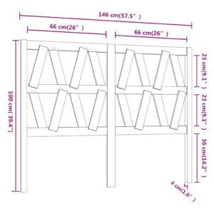 Κεφαλάρι Κρεβατιού Μαύρο 146 x 4 x 100 εκ. Μασίφ Ξύλο Πεύκου