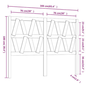 Κεφαλάρι Κρεβατιού Μαύρο 166 x 4 x 100 εκ. Μασίφ Ξύλο Πεύκου