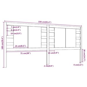 Κεφαλάρι 156 x 4 x 100 εκ. από Μασίφ Ξύλο Πεύκου