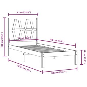 Πλαίσιο Κρεβατιού 75x190 εκ. από Μασίφ Πεύκο 2FT6 Small Single