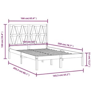 Πλαίσιο Κρεβατιού Μαύρο 160 x 200 εκ. από Μασίφ Ξύλο Πεύκου