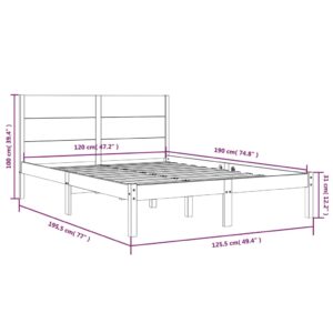 Πλαίσιο Κρεβατιού Γκρι 120x190 εκ. Μασίφ Ξύλο 4FT Small Double