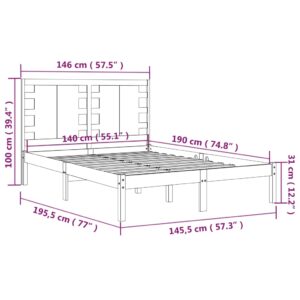 Πλαίσιο Κρεβατιού Καφέ Μελί 140 x 190 εκ. από Μασίφ Ξύλο Πεύκου