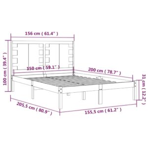 Πλαίσιο Κρεβατιού 150 x 200 εκ. από Μασίφ Ξύλο 5FT King Size