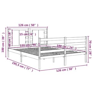 Πλαίσιο Κρεβατιού Λευκό 120x190εκ Ξύλο Πεύκου 4FT Small Double