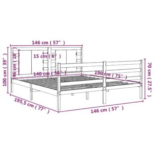 Πλαίσιο Κρεβατιού Καφέ Μελί 140 x 190 εκ. από Μασίφ Ξύλο Πεύκου