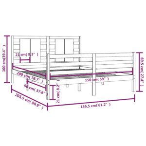 Πλαίσιο Κρεβατιού 150 x 200 εκ. από Μασίφ Ξύλο 5FT King Size