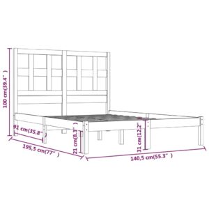 Πλαίσιο Κρεβατιού Διπλό Γκρι 135x190εκ Μασίφ Ξύλο Πεύκου 4FT6