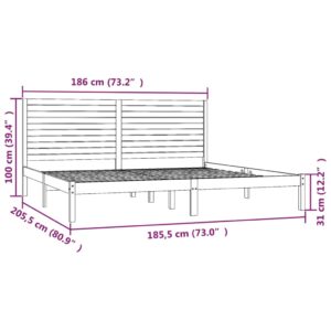 Πλαίσιο Κρεβατιού Μελί 180 x 200 εκ. Μασίφ Ξύλο 6FT Super King