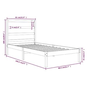 Πλαίσιο Κρεβατιού 75x190 εκ. από Μασίφ Ξύλο 2FT6 Small Single