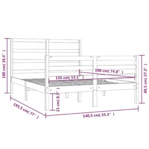 Πλαίσιο Κρεβατιού 135x190εκ Μασίφ Ξύλο Πεύκου 4FT6 Double