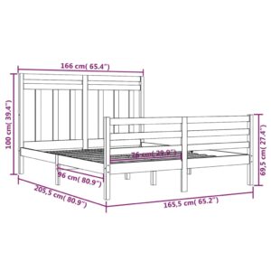 Πλαίσιο Κρεβατιού Λευκό 160 x 200 εκ. από Μασίφ Ξύλο