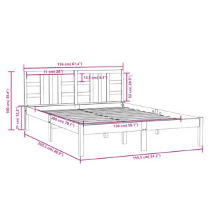 Πλαίσιο Κρεβατιού 150 x 200 εκ. από Μασίφ Ξύλο 5FT King Size