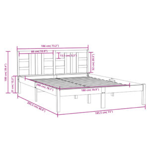 Πλαίσιο Κρεβατιού Λευκό 180 x 200 εκ. Μασίφ Ξύλο 6FT Super King