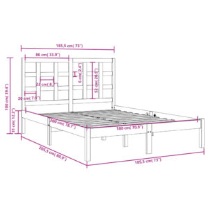 Πλαίσιο Κρεβατιού Λευκό 180 x 200 εκ. Μασίφ Ξύλο 6FT Super King