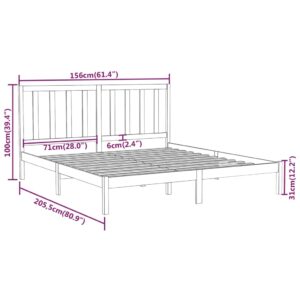 Πλαίσιο Κρεβατιού Λευκό 150 x 200 εκ. Μασίφ Ξύλο 5FT King Size