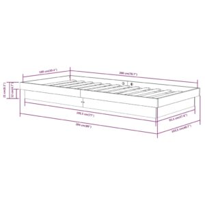 Πλαίσιο Κρεβατιού Καφέ Μελί 100 x 200 εκ. από Μασίφ Ξύλο