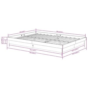 Πλαίσιο Κρεβατιού Καφέ Μελί 140 x 190 εκ. από Μασίφ Ξύλο