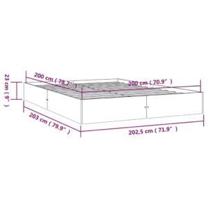 Πλαίσιο Κρεβατιού Καφέ Μελί 200 x 200 εκ. από Μασίφ Ξύλο