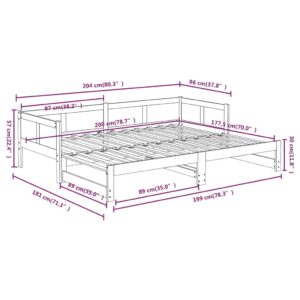 Καναπές Κρεβάτι Συρόμενος 2x(90x200) εκ. από Μασίφ Πεύκο