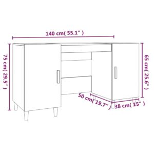 Γραφείο Γκρι Σκυροδέματος 140x50x75 εκ. Επεξεργασμένο Ξύλο